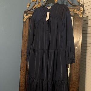 Women's Navy Drop Waist Tiered Maxi Dress by jaceyduprie